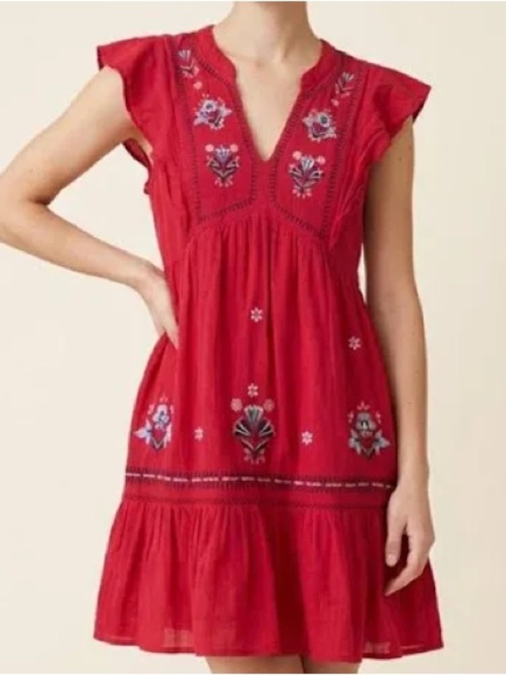 Knox Rose Red Embroidered Dress XS